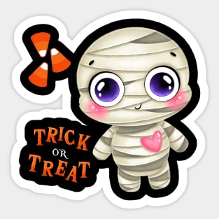 Trick or treat Funny cute mummy Halloween cute scary little ghost Sticker